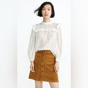Madewell Eyelet Mockneck Ruffle Top